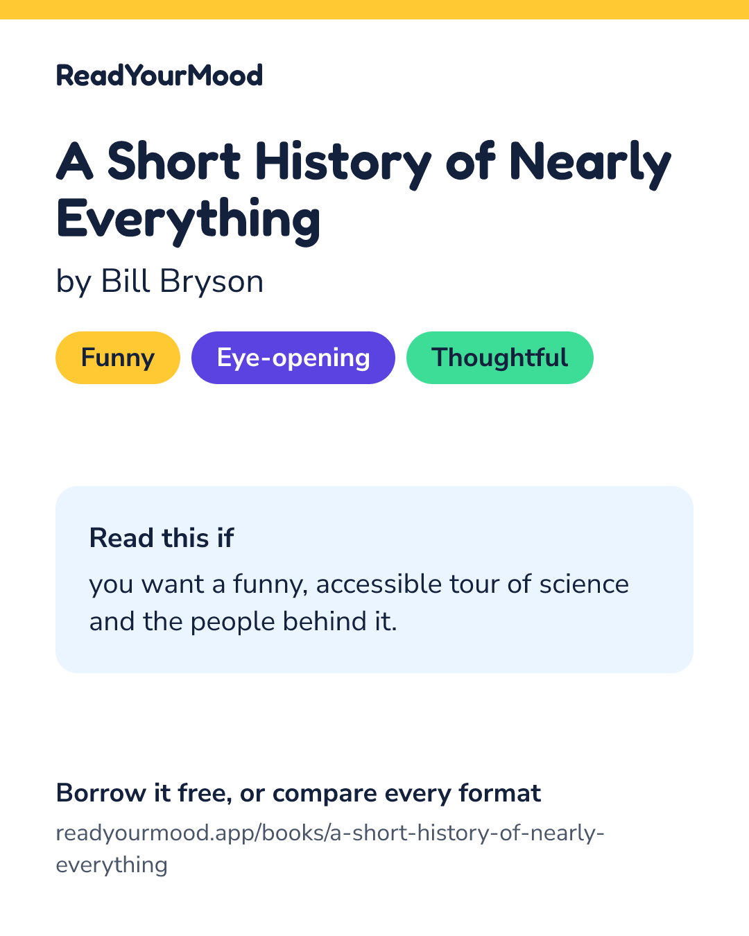 Share card for A Short History of Nearly Everything