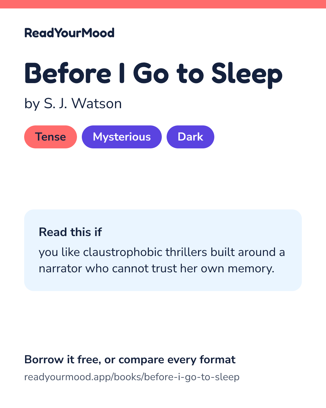 Share card for Before I Go to Sleep