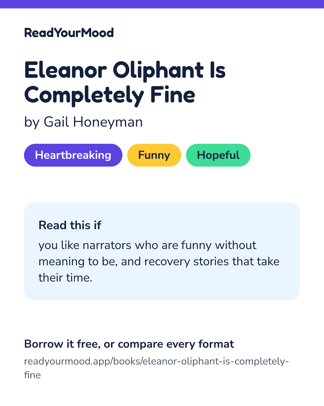Share card for Eleanor Oliphant Is Completely Fine
