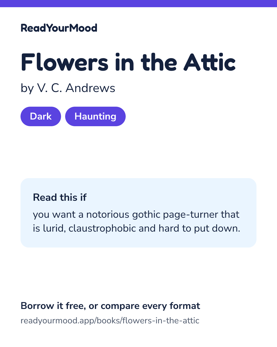 Share card for Flowers in the Attic