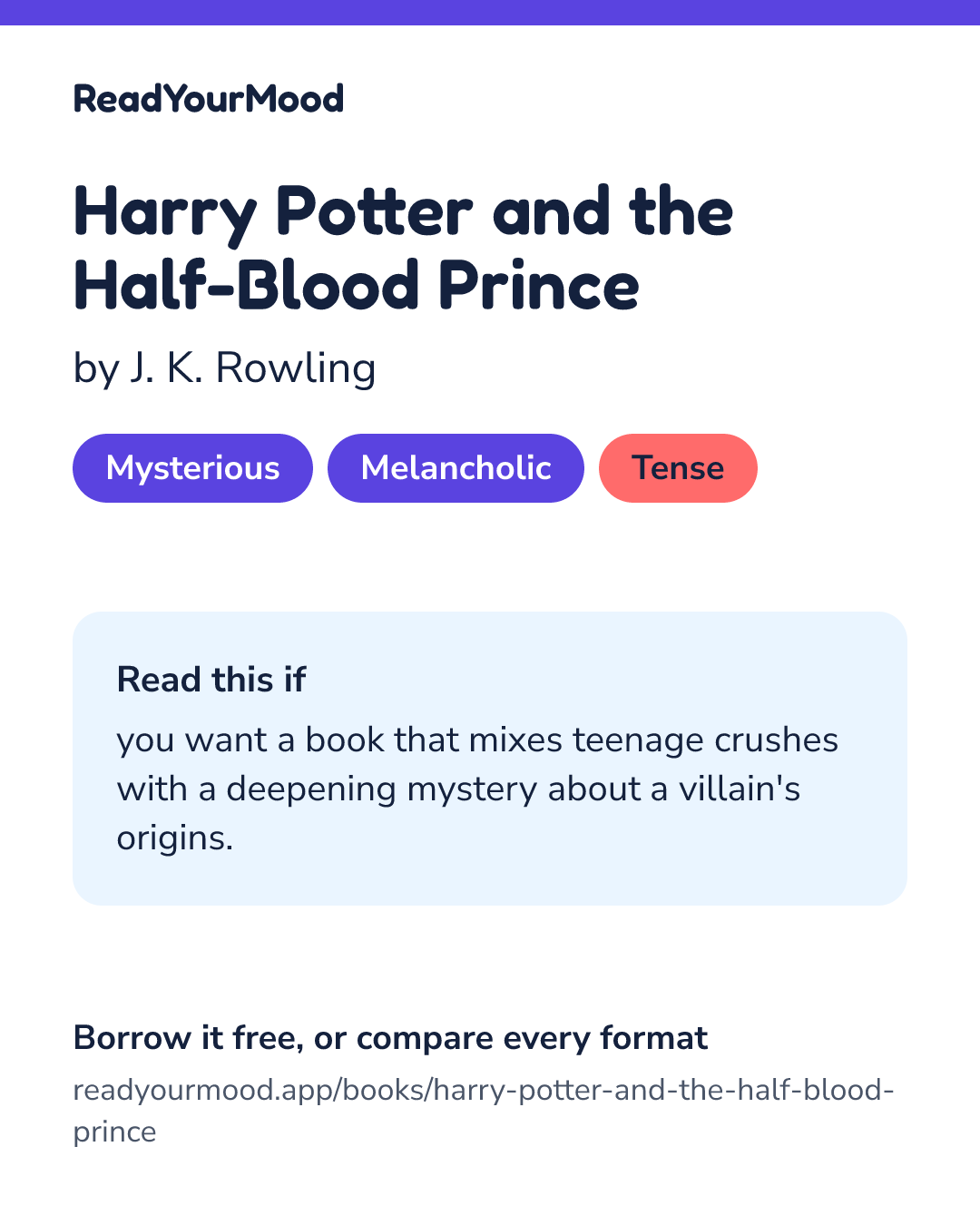 Share card for Harry Potter and the Half-Blood Prince