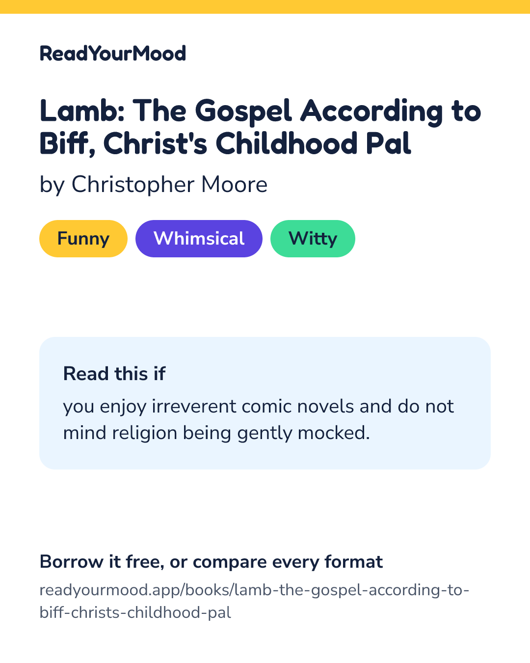 Share card for Lamb: The Gospel According to Biff, Christ's Childhood Pal