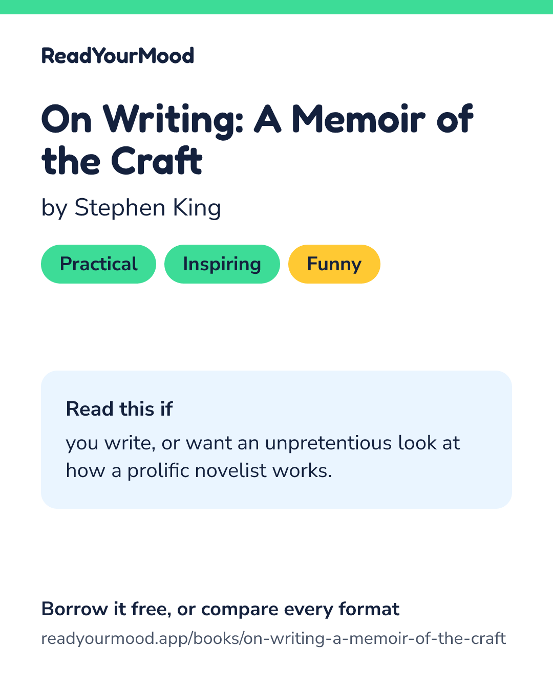 Share card for On Writing: A Memoir of the Craft