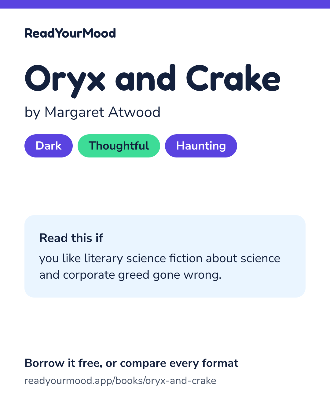 Share card for Oryx and Crake