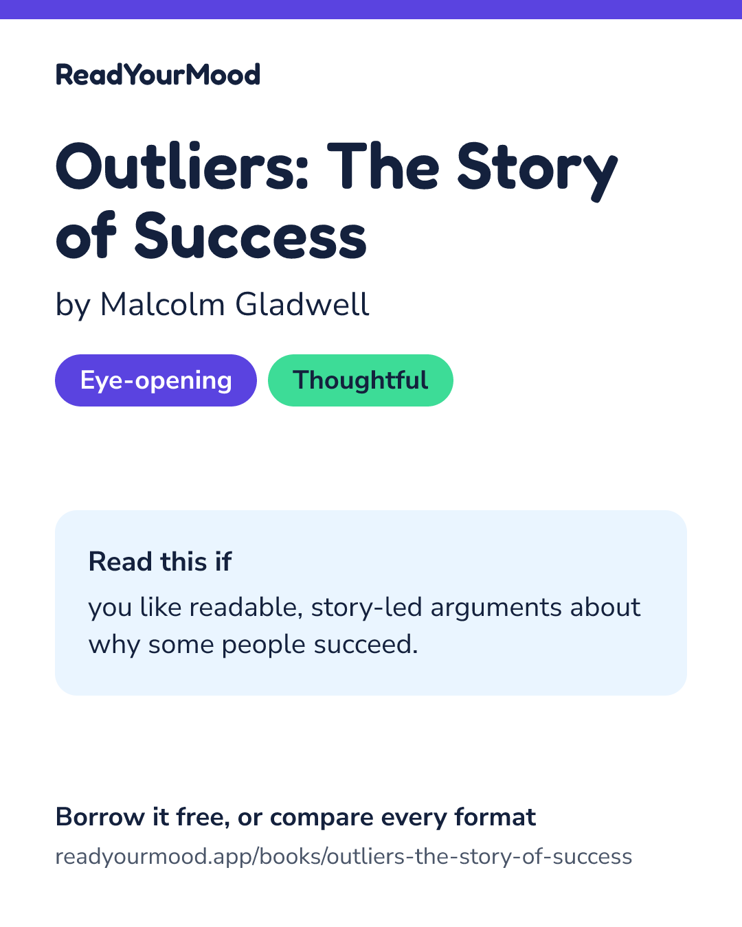 Share card for Outliers: The Story of Success