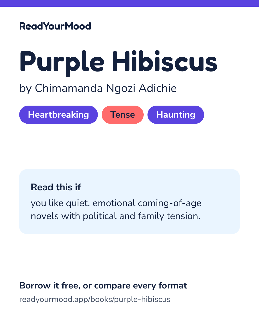 Share card for Purple Hibiscus