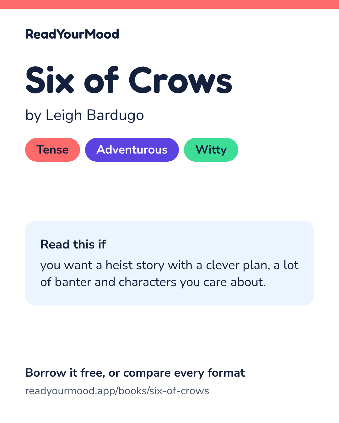 Share card for Six of Crows
