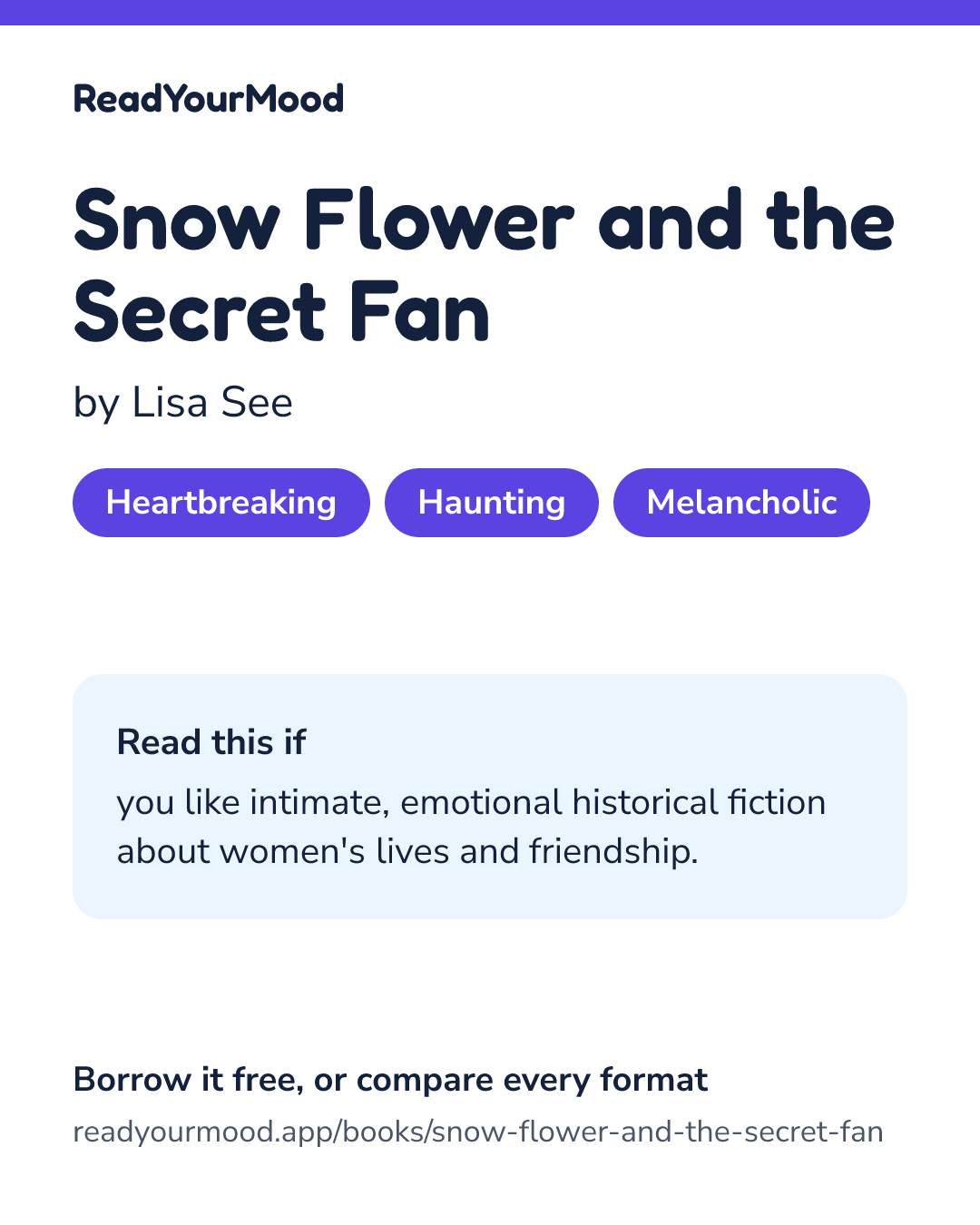 Share card for Snow Flower and the Secret Fan