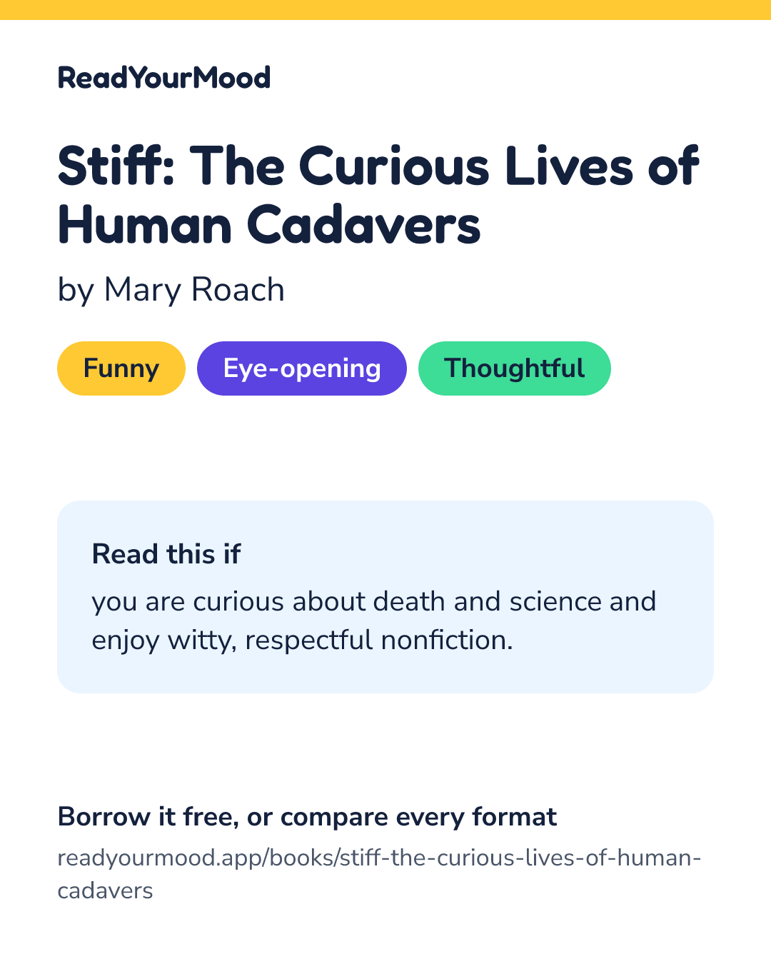 Share card for Stiff: The Curious Lives of Human Cadavers