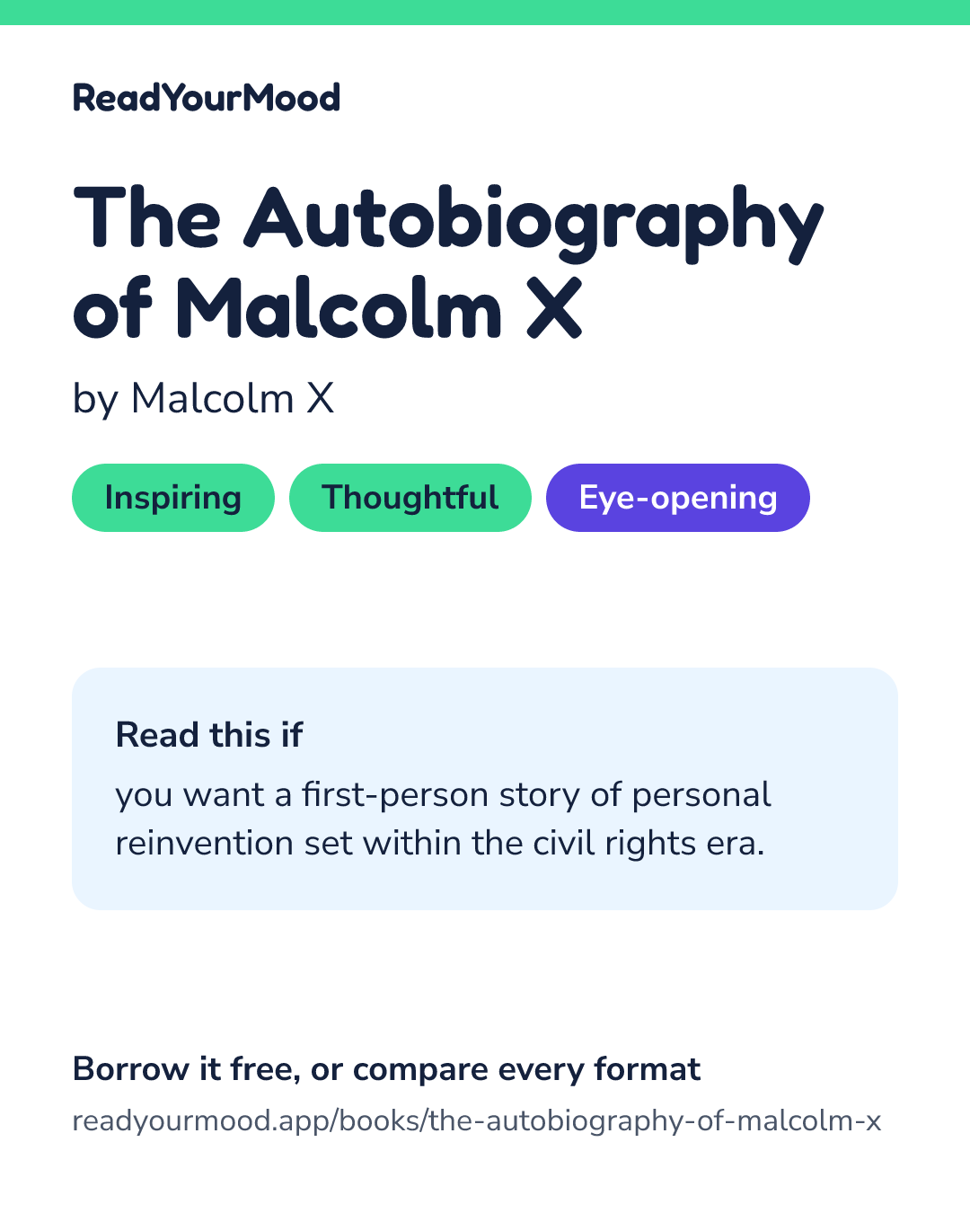 Share card for The Autobiography of Malcolm X
