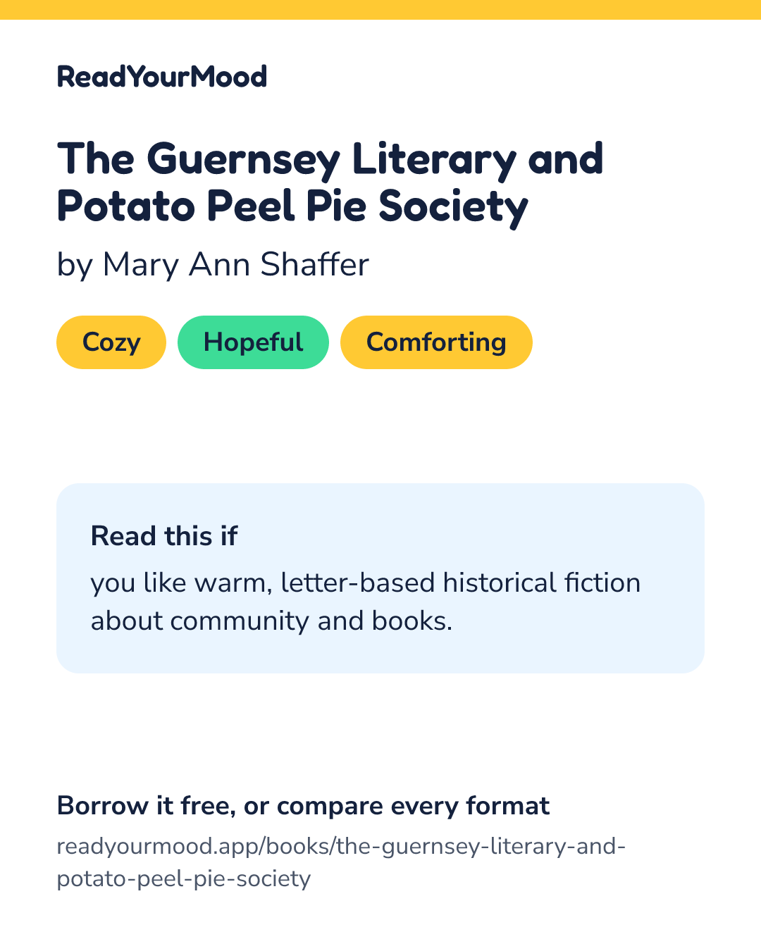 Share card for The Guernsey Literary and Potato Peel Pie Society