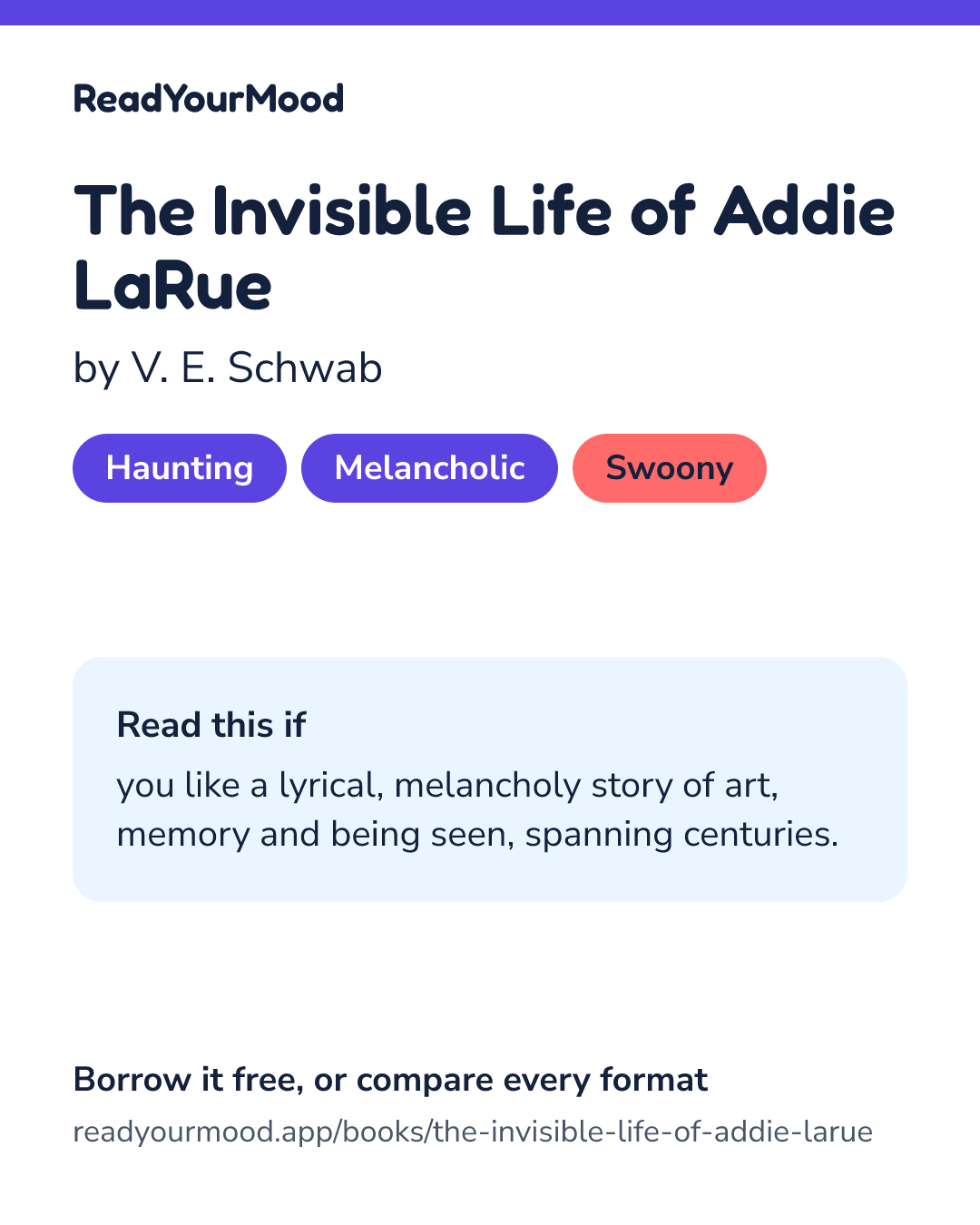 Share card for The Invisible Life of Addie LaRue