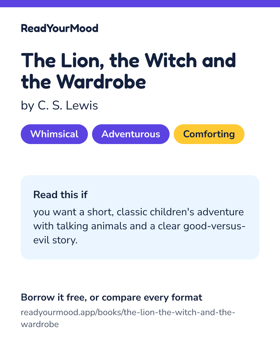 Share card for The Lion, the Witch and the Wardrobe