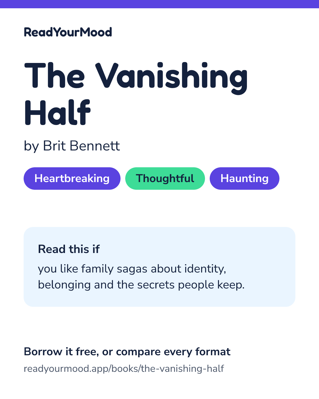 Share card for The Vanishing Half