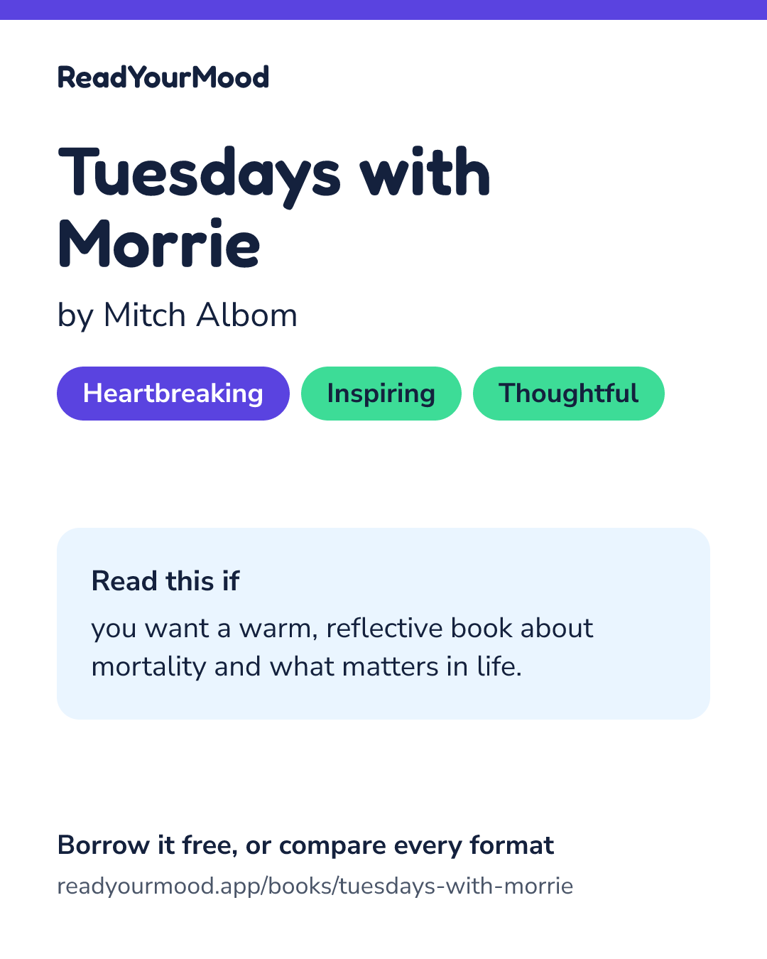 Share card for Tuesdays with Morrie