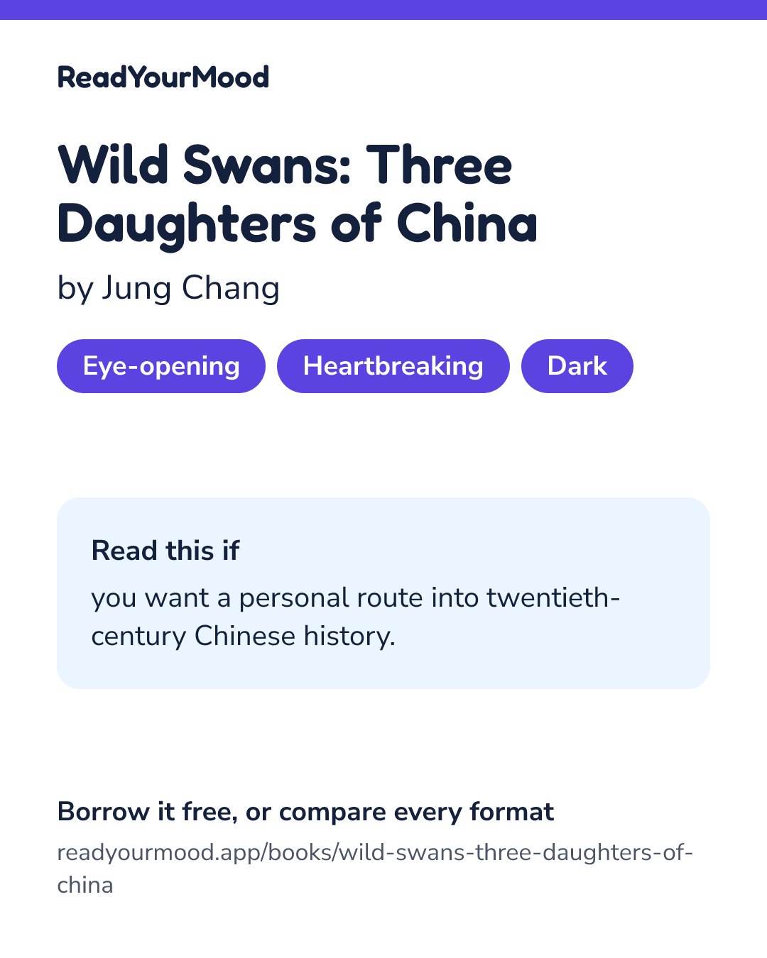 Share card for Wild Swans: Three Daughters of China